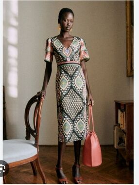 Sezane Multicolor Printed Midi Skirt